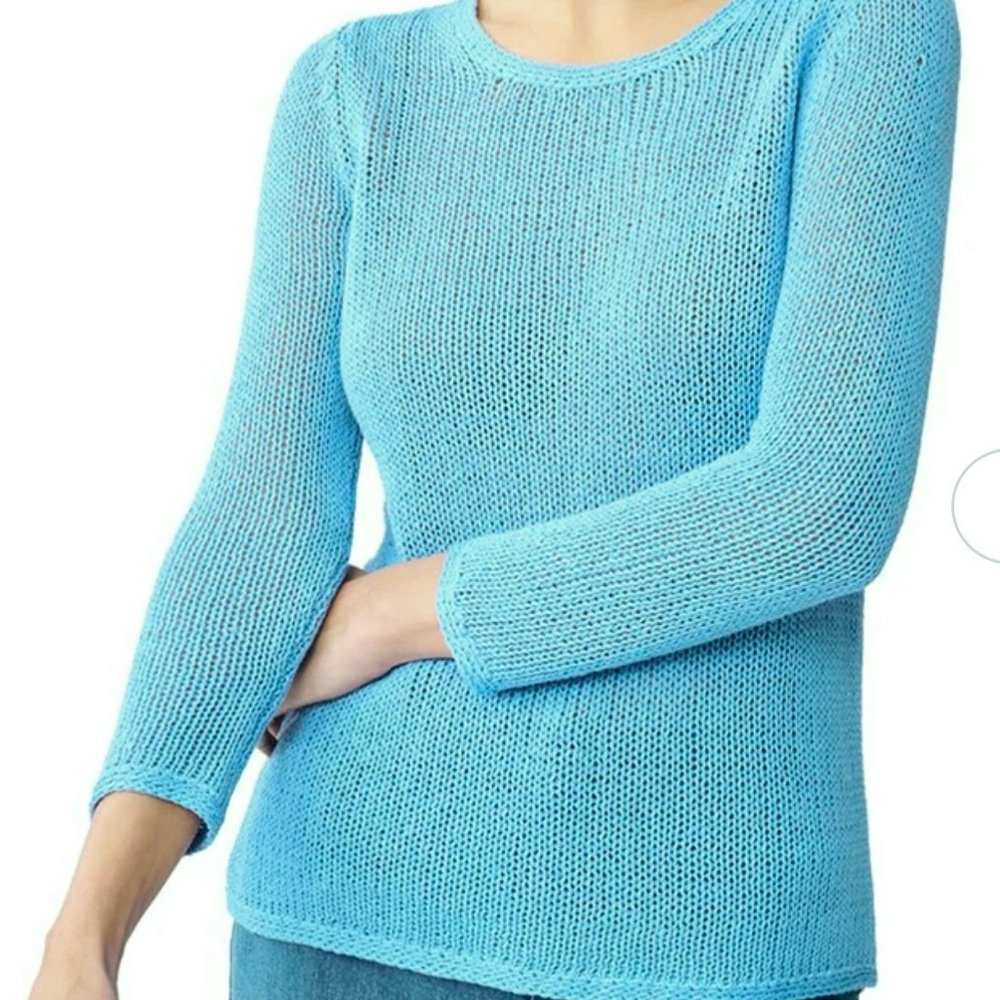 J. McLaughlin Raelyn Turquoise Linen Cotton Knit Sweater XS